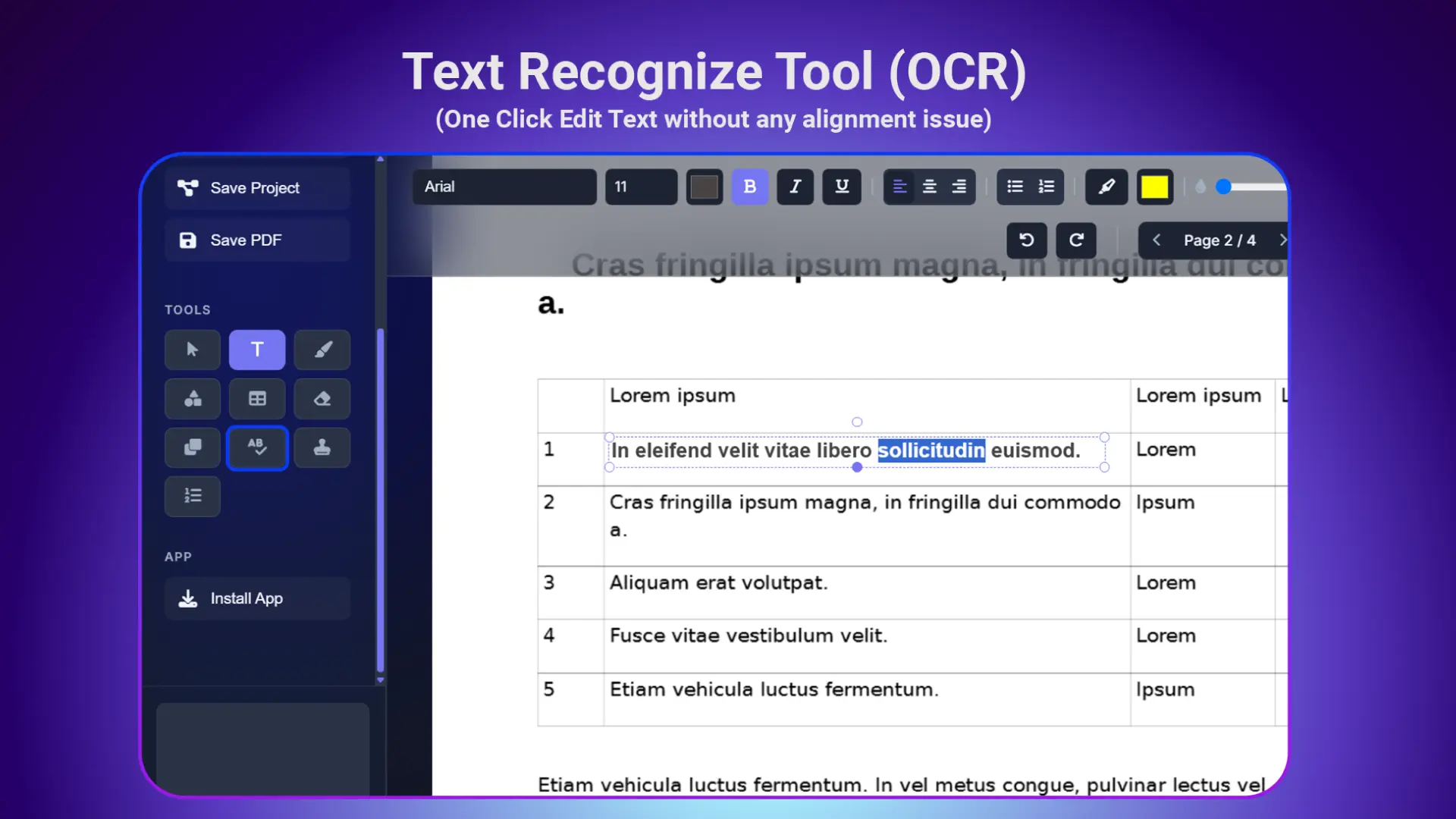 Professional PDF editing workspace showing accurate text alignment and formatting